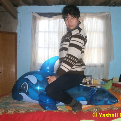 Yashaii Moran and Inflatable Dolphin 5